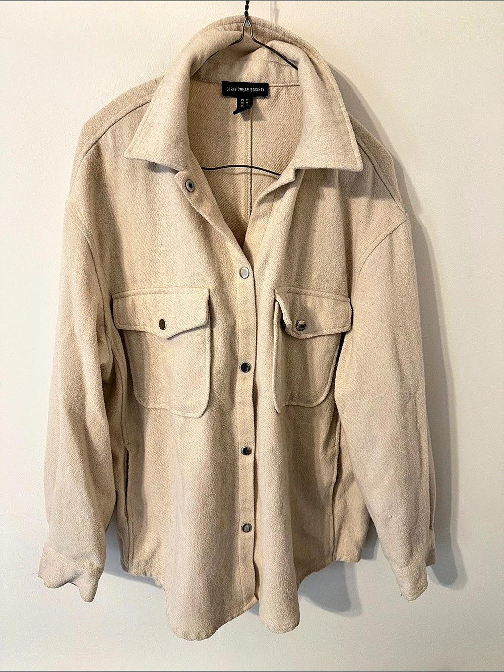 Streetwear Society Utility Shirt Jacket in Beige Size Medium